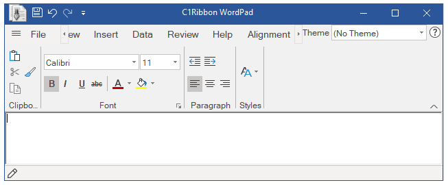 The image shows an application with the new ribbon control