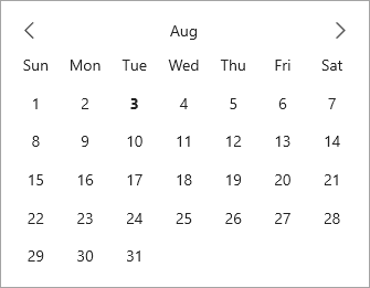 Calendar control with disabled adjacent days
