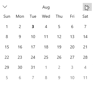 Calendar with vertical orientation
