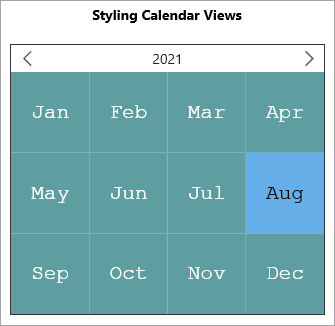 WinUI Calendar with styling applied on views