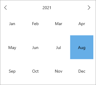Calendar in year mode