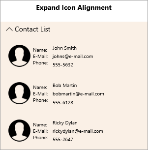 WinUI Expander icon alignment