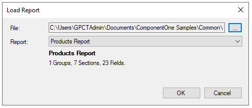 Loading report in the C1FlexReport Component.