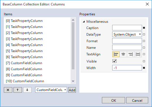 BaseColumn Collection Editor