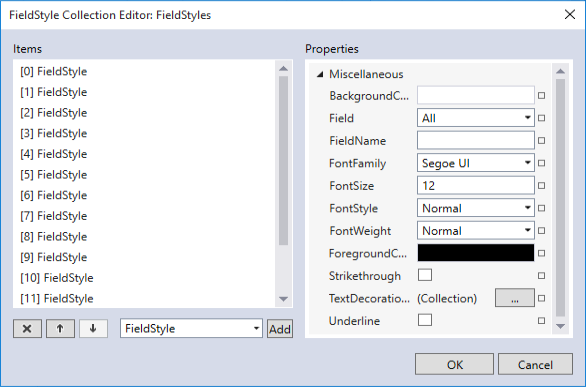FieldStyle Collection Editor