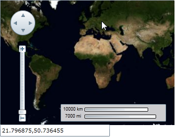 Image of maps control showing coordinates.