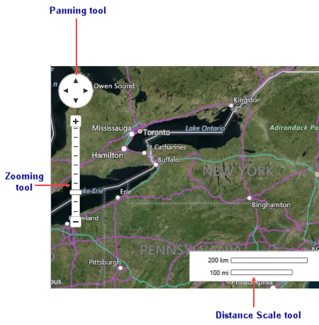 An image showing the maps control with panning and zooming slider