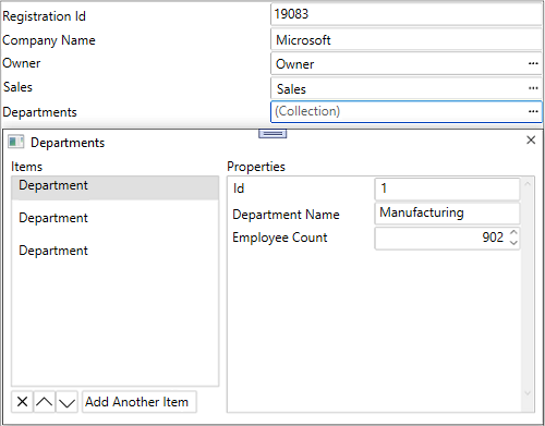 PropertyGrid with nested editor showing nested properties