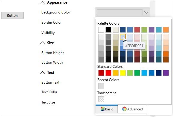 Change in button background color using WPF PropertyGrid
