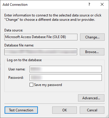 WPF App Add Connection Dialog