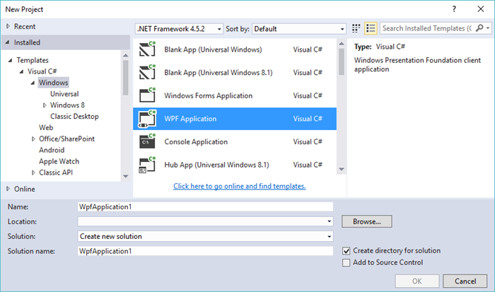 Using Visual Studio Templates | Getting Started with WPF | ComponentOne  Studio Edition