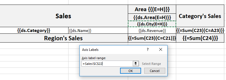 Axis Labels dialog