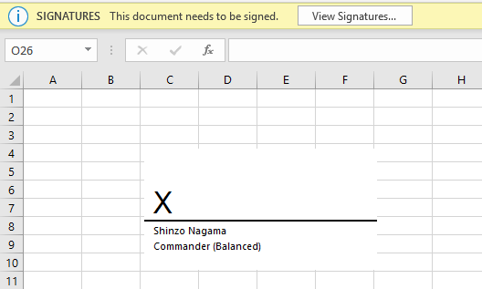 Signature lines in Excel worksheet