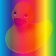 Blended image of duck and spectrum with soft light blend mode