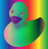Blended image of duck and spectrum with exclusion blend mode