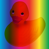 Blended image of duck and spectrum with multiply blend mode