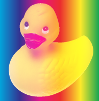 Blended image of duck and spectrum with screen blend mode
