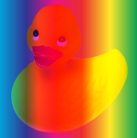 Blended image of duck and spectrum with overlay blend mode