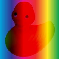 Blended image of duck and spectrum with color burn blend mode