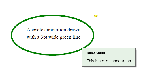 Circle annotation in a PDF file