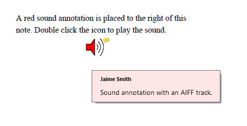 Sound annotation in a PDF file