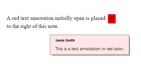 Text annotation in a PDF file