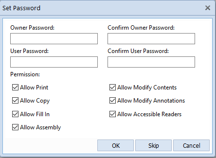 Set Password dialog box