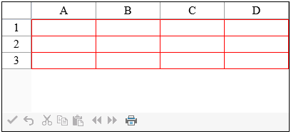 Sheet with red gridlines