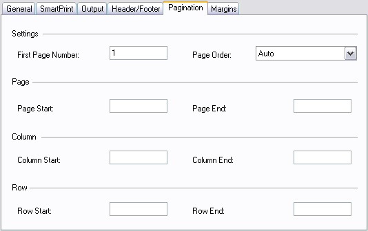 Spread Designer Sheet Print Settings Dialog Pagination Tab