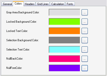 Spread Designer Sheet Dialog Colors tab