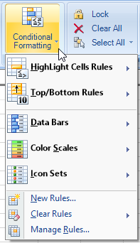 Conditional Formatting dialog displaying different types of rules
