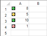 Spreadsheet cells with built-in icons