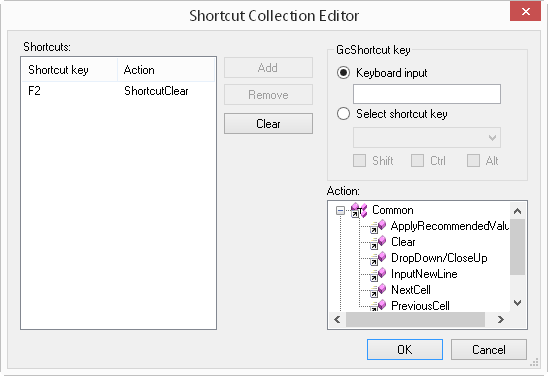 Shortcut Collection Editor dialog