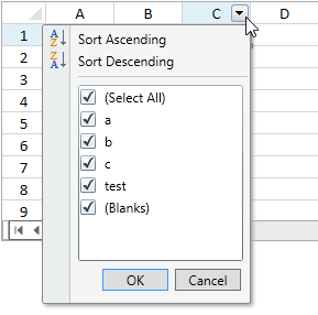 Filter dialog displaying all the filter options