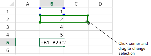 Changing cell references in a formula using formula text box