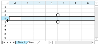 Changing the row height in a spreadsheet using row resize handle